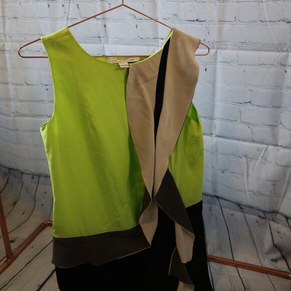 Diane Von Furstenberg Multicolor Shizuka DVF Silk Sleeveless Dress 2 Ruffles - Picture 1 of 4